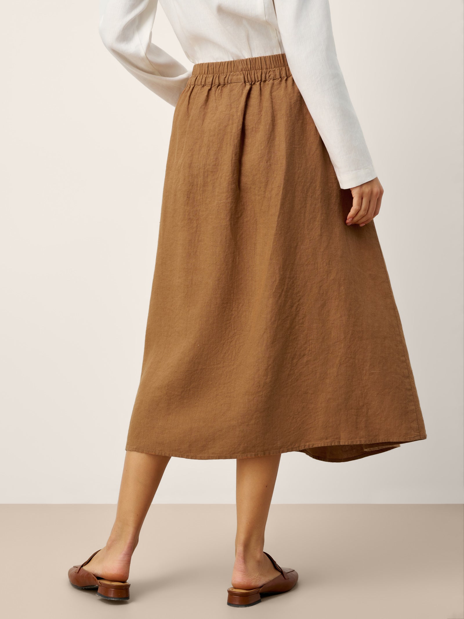 100% Linen Pleated Side Button Skirt LILITH
