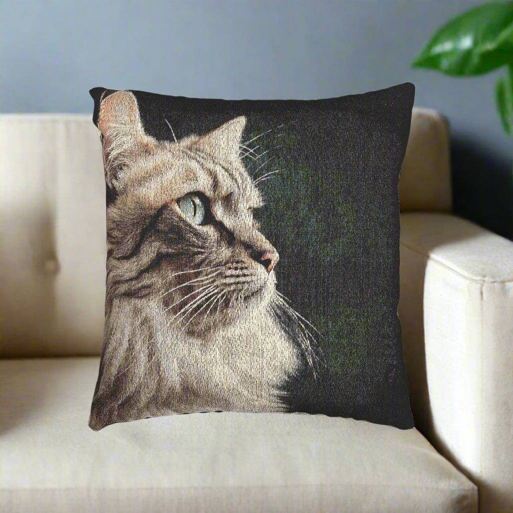 Cozy Cat Woven Pillow - Decorative Accent for Cat Lovers